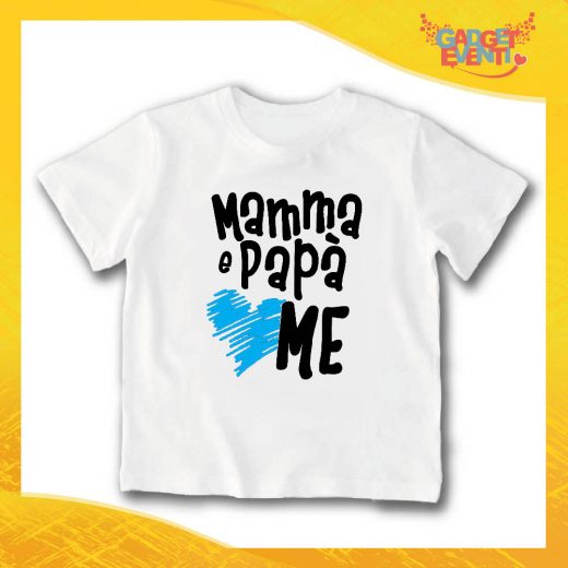 T-Shirt bianca bimbo maschietto "Mamma e Papà Me" Idea Regalo Gadget Eventi