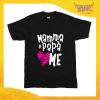 T-Shirt nera bimba femminuccia "Mamma e Papà Me" Idea Regalo Gadget Eventi