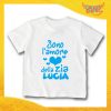 T-Shirt bianca bimbo maschietto "Amore Zia Lucia" Idea Regalo Gadget Eventi