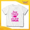 T-Shirt bianca bimba femminuccia "Amore Zia Lucia" Idea Regalo Gadget Eventi