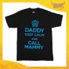 T-Shirt nera bimbo maschietto "Daddy Keep Calm" Idea Regalo Gadget Eventi