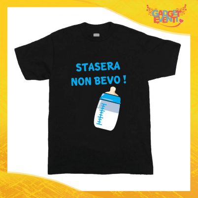 T-Shirt nera bimbo maschietto "Stasera Non Bevo" Idea Regalo Gadget Eventi