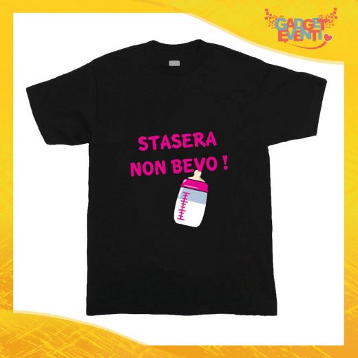 T-Shirt nera bimba femminuccia "Stasera Non Bevo" Idea Regalo Gadget Eventi