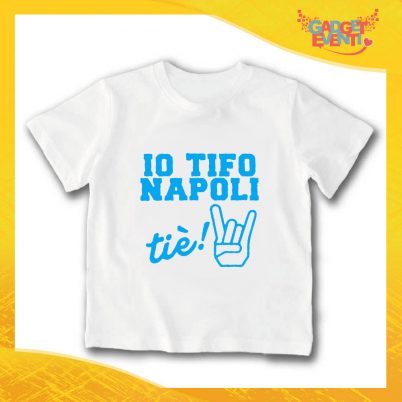 T-Shirt bianca bimbo maschietto "Io Tifo Napoli" Idea Regalo Gadget Eventi