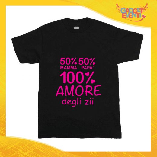 T-Shirt nera bimba femminuccia "Amore degli Zii" Idea Regalo Gadget Eventi