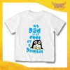 T-Shirt bianca bimbo maschietto "My Dad Penguin" Idea Regalo Gadget Eventi