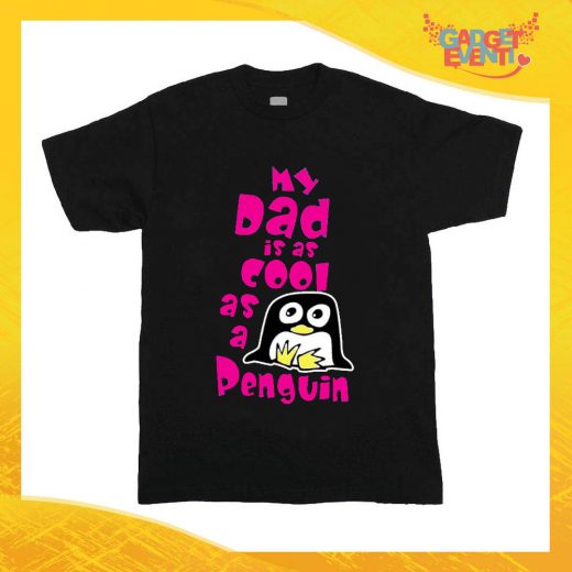 T-Shirt nera bimba femminuccia "My Dad Penguin" Idea Regalo Gadget Eventi