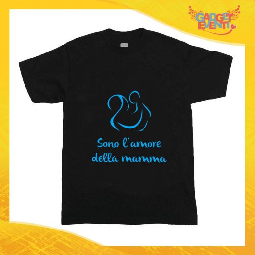 T-Shirt nera bimbo maschietto "Sono l'Amore della Mamma" Idea Regalo Gadget Eventi