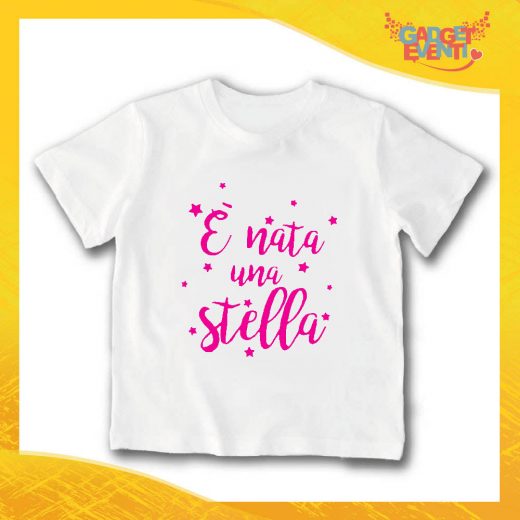 T-Shirt bianca bimba femminuccia "È Nata una Stella" Idea Regalo Gadget Eventi