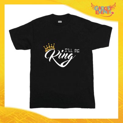 T-Shirt nera bimbo maschietto "I'll Be King/Queen" Idea Regalo Gadget Eventi