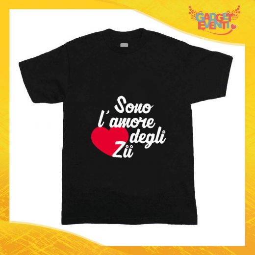 T-Shirt nera bimbo/a "Amore degli Zii Cuore" Idea Regalo Gadget Eventi