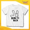 T-Shirt bianca bimbo/a "Born to Rock" Idea Regalo Gadget Eventi