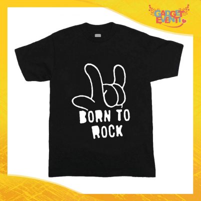 T-Shirt nera bimbo/a "Born to Rock" Idea Regalo Gadget Eventi