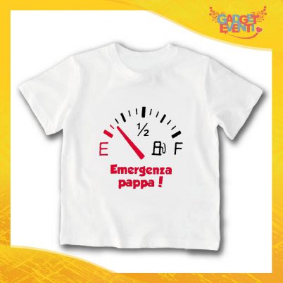 T-Shirt bianca bimbo/a "Emergenza Pappa" Idea Regalo Gadget Eventi
