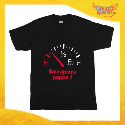 T-Shirt nera bimbo/a "Emergenza Pappa" Idea Regalo Gadget Eventi