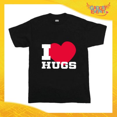 T-Shirt nera bimbo/a "I Love Hugs" Idea Regalo Gadget Eventi