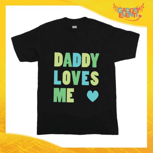 T-Shirt nera bimbo/a "Daddy Loves Me" Idea Regalo Gadget Eventi