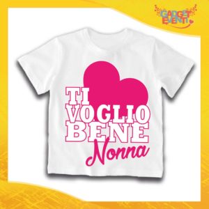 Maglietta Bianca Femminuccia Grafica Rosa Bimba "Ti Voglio Bene Nonna" Idea Regalo T-Shirt Festa dei Nonni Gadget Eventi