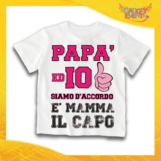 Maglietta Bianca Femminuccia Bimba "Papà ed io siamo d'accordo" Idea Regalo T-Shirt Gadget Eventi