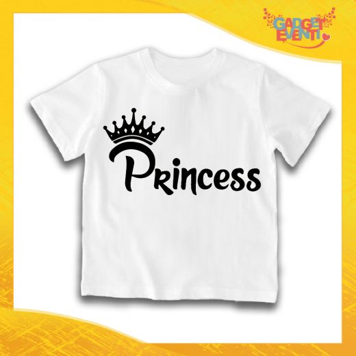Maglietta Bianca Femminuccia Bimba "Princess Classic Corona" Idea Regalo T-Shirt Gadget Eventi