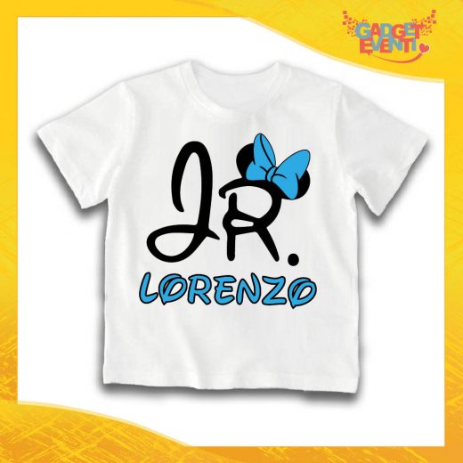 Maglietta Bianca Maschietto Bimbo "Junior Topolino con Nome" Idea Regalo T-Shirt Gadget Eventi