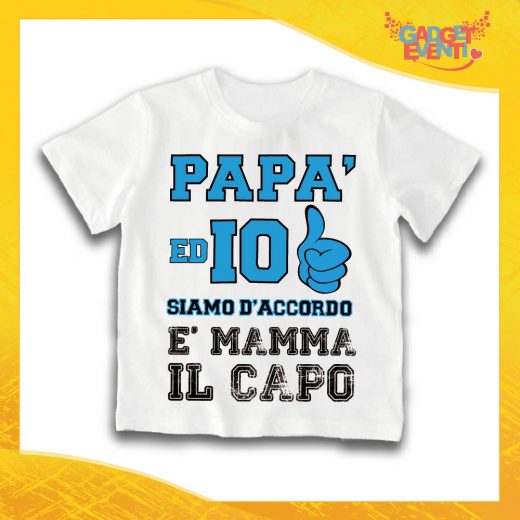 Maglietta Bianca Maschietto Bimbo "Papà ed io siamo d'accordo" Idea Regalo T-Shirt Gadget Eventi