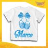 Maglietta Bianca Maschietto Bimbo "Scarpine con Nome Personalizzato" Idea Regalo T-Shirt Gadget Eventi