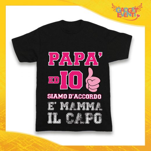 Maglietta Nera Femminuccia Bimba "Papà ed io siamo d'accordo" Idea Regalo T-Shirt Gadget Eventi