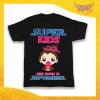 Maglietta Nera Femminuccia Bimba "Super Kids con Mese Personalizzato" Idea Regalo T-Shirt per Compleanni Gadget Eventi