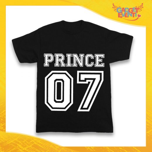 Maglietta Nera Maschietto Bimbo "Prince con Numero" Idea Regalo T-Shirt Gadget Eventi