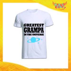 Maglietta Uomo Bianca "Greatest Grampa in the Universe" Idea Regalo Nonno T-Shirt Festa dei Nonni Gadget Eventi