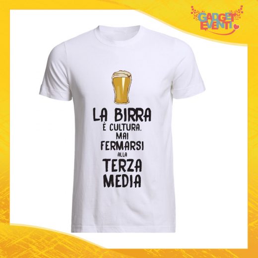 T-Shirt Uomo Bianca "La Birra è Cultura" Maglia Maglietta Maschile Idea Regalo Divertente per un Ragazzo Gadget Eventi