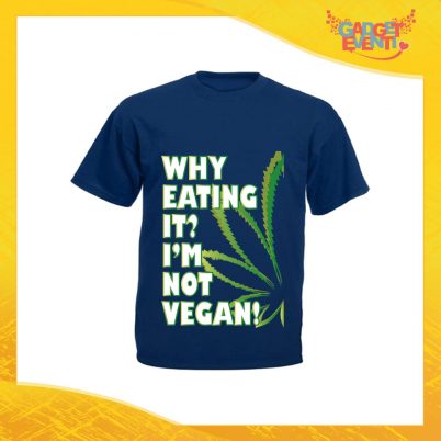 T-Shirt Uomo Blu Navy "I'm Not Vegan" Maglia per l'estate Idea Regalo Maglietta Maschile Gadget Eventi