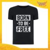 T-Shirt Uomo Nera "Born to Be Free" Maglia Maglietta Maschile Idea Regalo Divertente per un Ragazzo Gadget Eventi