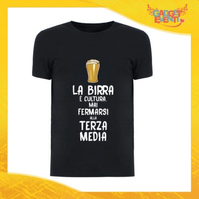 T-Shirt Uomo Nera "La Birra è Cultura" Maglia Maglietta Maschile Idea Regalo Divertente per un Ragazzo Gadget Eventi