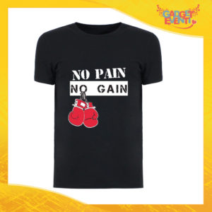 T-Shirt Uomo Nera "No Pain No Gain" Maglia Maglietta Maschile Idea Regalo Divertente per un Ragazzo Gadget Eventi