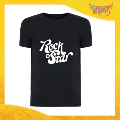 T-Shirt Uomo Nera "Rock Star" Maglia Maglietta Maschile Idea Regalo Divertente per un Ragazzo Gadget Eventi