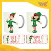 Coppia di Tazze Natalizie Personalizzate con Nome Grafica Bianca "Elf Family" Mug Colazione Breakfast Idea Regalo Festività di Natale Gadget Eventi