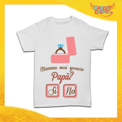 Maglietta Bianca Bimbo "Mamma Vuoi Sposare Papà" Idea Regalo T-Shirt Gadget Eventi