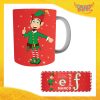 Tazza Natalizia Personalizzata Grafica Rossa Modello Uomo "Elf Family" Mug Colazione Breakfast Idea Regalo Festività Natalizie Gadget Eventi