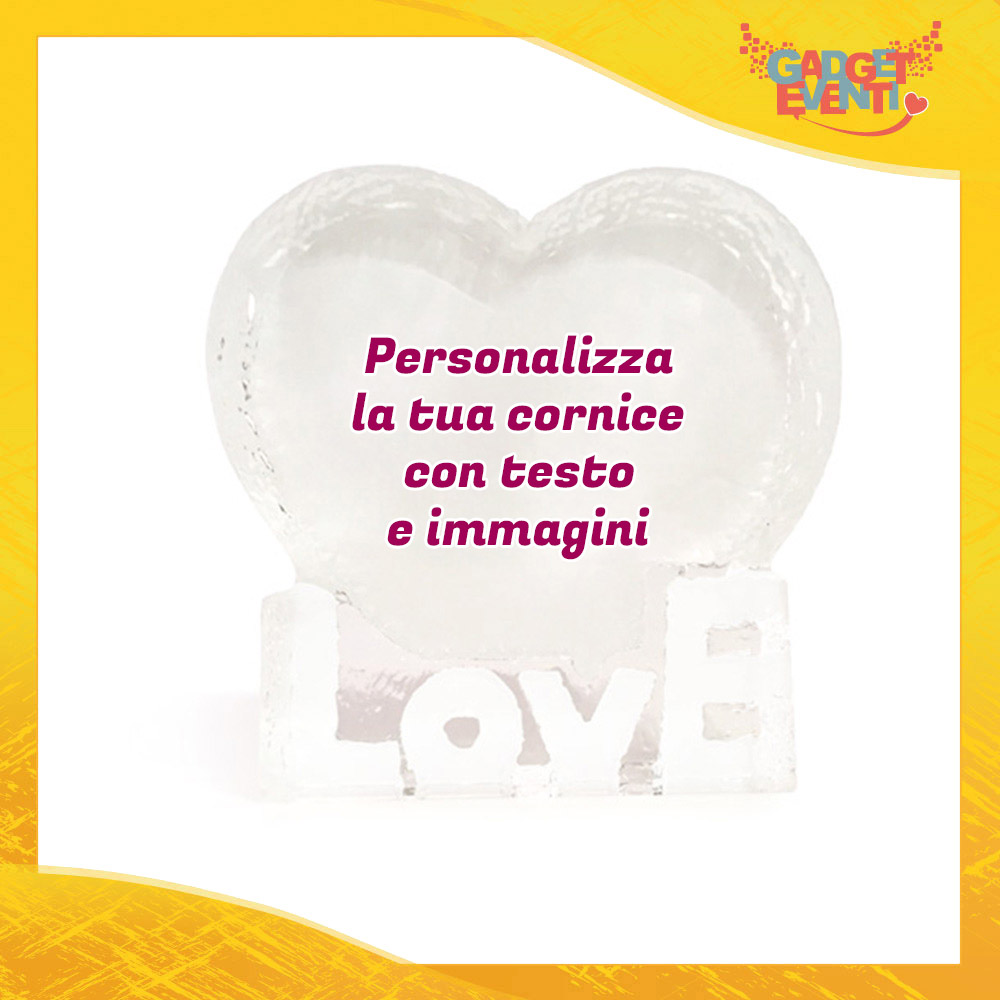 Cornice Love in Cristallo Portafoto di San Valentino Personalizzata con  Testo e Foto Crystal Heart
