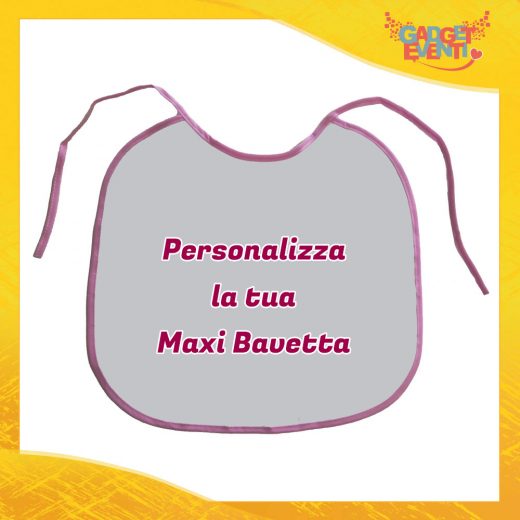 Bavaglione Maxi Bavetta con Bordo Rosa Personalizzata con Foto Testo e Immagini Idea Regalo Gadget Eventi