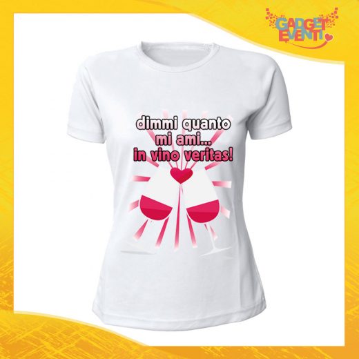 T-Shirt Donna Love Bianca "Quanto Mi Ami" Maglietta Idea Regalo Maglia per Innamorati Gadget Eventi