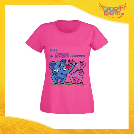 T-Shirt Donna Love Fucsia "Grande Storia d'amore" Maglietta Idea Regalo Maglia per Innamorati Gadget Eventi