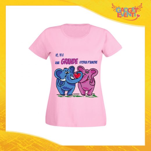 T-Shirt Donna Love Rosa "Grande Storia d'amore" Maglietta Idea Regalo Maglia per Innamorati Gadget Eventi