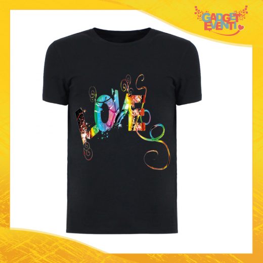 T-Shirt Uomo Love Nera "Love Colored" Maglietta Idea Regalo Maglia per Innamorati Gadget Eventi