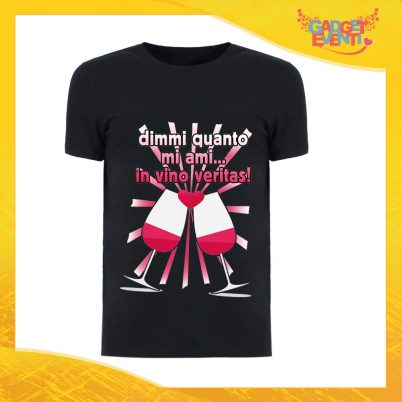 T-Shirt Uomo Love Nera "Quanto Mi Ami" Maglietta Idea Regalo Maglia per Innamorati Gadget Eventi