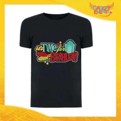 T-Shirt Uomo Compleanni Nera "Time For Birthday" Maglietta Idea Regalo Maglia per Feste di Compleanno Gadget Eventi
