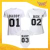 Tris di T-Shirt bianche con Body "Daddy Mom Baby" Magliette per Tutta la Famiglia Completo di Maglie Padre Madre Figli Idea Regalo Gadget Eventi
