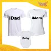 Tris di T-Shirt bianche con Body "iFamily" Magliette per Tutta la Famiglia Completo di Maglie Padre Madre Figli Idea Regalo Gadget Eventi